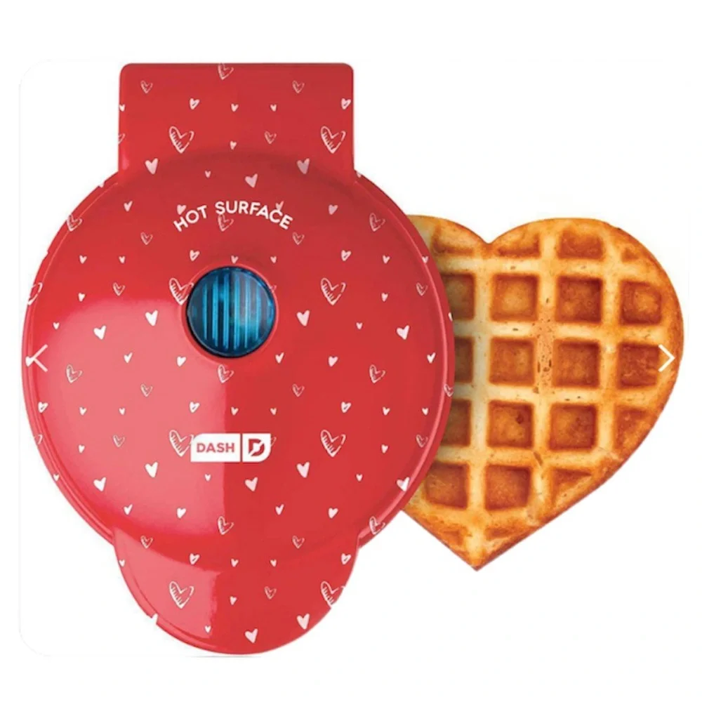 Dash Heart Mini Waffle Maker, Red, Heart Waffle Maker